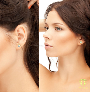 Pendientes Redondos de Plata de Ley 925 con Diamantes de Moissanita, Joyería Elegante y Brillante para Mujer, Venta al por Mayor y al Detal, Moda - Product Image 2