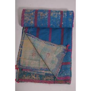 Lavinas Handmade Indian Cotton Kantha Gudri <b>Quilt</b> Boho Vintage <b>Throw</b> Bedspread Reversible Blanket Gift Decor Rajasthan - Product Image 5