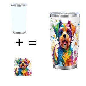 Vaso de Acero Inoxidable de 20oz, Taza de Viaje de Doble Pared Aislada con Diseño Colorido de Perro para Amantes de Mascotas - Product Image 1