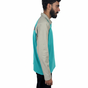 Polos transpirables de nuevo estilo con mangas largas y cuello vuelto en contraste, tela jersey larga, diseño liso, polos para hombre. - Product Image 4