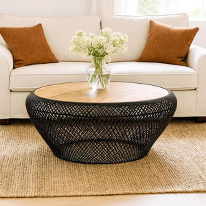 Table basse extensible convertible en bois massif de style classique moderne de luxe personnalisée Kusum Art - Product Image 1