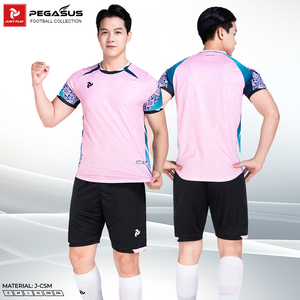 Ensemble de maillots de football Pegasus en stock, 100% polyester, séchage rapide, respirant, col rond, manches courtes, impression numérique, taille élastique - Product Image 3