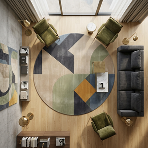 <b>Round</b> <b>Carpet</b> for Living Room Handmade Geometric Hand Tufted Wool Area Rug Modern Custom Designer <b>Round</b> <b>Carpet</b> Home - Product Image 4