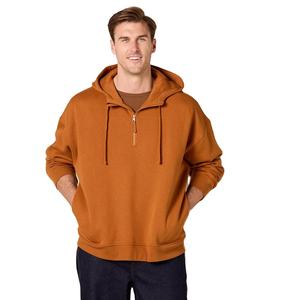 Sweat-shirt décontracté pour homme, noir, avec fermeture éclair sur le devant, coupe ample, manches longues et capuche à cordon de serrage - Product Image 1