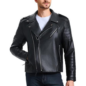 แจ็คเก็ตหนัง PU คุณภาพสูงสำหรับผู้ชาย ขายดี สำหรับฤดูหนาว คอตั้ง พร้อมโลโก้ด้านหน้า ตัดเย็บตามสั่ง ทรงเข้ารูป สำหรับนักขี่มอเตอร์ไซค์ - Product Image 6