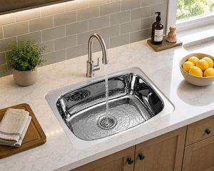 Évier de cuisine en acier inoxydable à cuve unique avec finition brillante, durable et résistant à la rouille, pour cuisine moderne - Product Image 3