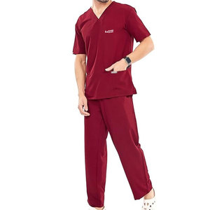 Tenues médicales pour hommes en polyester, col en V, haute qualité, taille personnalisée, ensembles de blouses d'hôpital pour hommes - Product Image 4