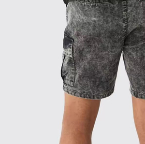 Shorts cargo en velours côtelé pour homme, couleur unie, taille mi-haute, élastique, respirant, style décontracté avec poches, shorts délavés à l'acide pour homme - Product Image 3