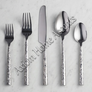 Handmade Stainless Steel Cutlery Set of 5 Pcs with Brass Handle Silver Color <b>Moroccan</b> Coastal Design by Axiom Home Accents - Product Image 4