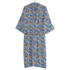 Custom Logo Promotional Hand Block Printed Bathrobe Cotton Soft Spa Hotel Bath Guest Bathrobe - Product Image 1