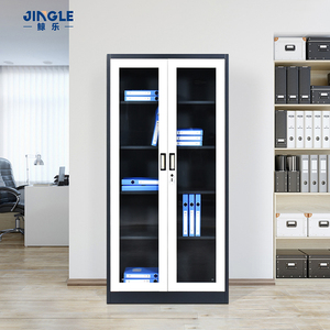 Armoire de rangement industrielle en acier avec <span class=keywords><strong>porte</strong></span> vitrée et serrure, pour documents et matériel de bureau - Product Image 1