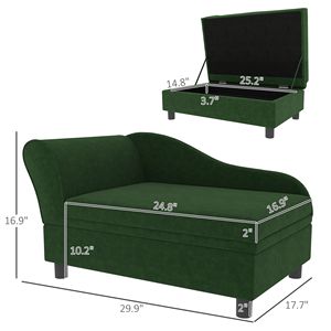 Divano Letto Verde per Animali Domestici con Vano Contenitore per Gatti e Cani di Piccola Taglia - Cucce e Mobili per Animali - Product Image 2