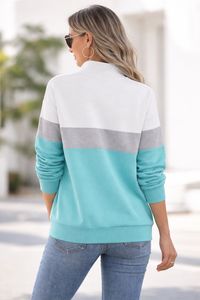 Sudadera Casual de Mujer con Cuello Alto, Manga Larga, Cierre de Cremallera de Cuarto, Forro y Fácil Lavado para Otoño-Invierno - Product Image 3