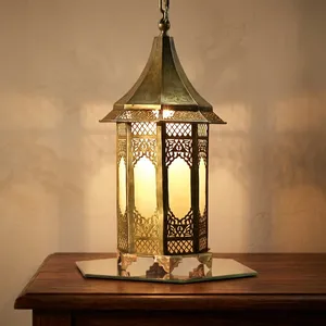 Elegant <b>Iron</b> and Glass Hanging Lantern with Vintage Moroccan Design Decorative Indoor Outdoor Lighting for Home Garden Patio Dec - Product Image 5