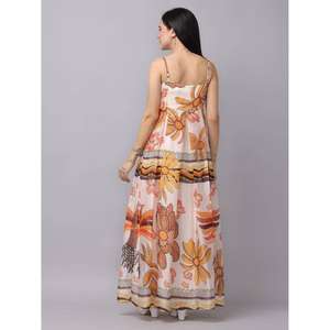 Vestido largo bohemio con estampado floral para mujer, sin mangas, con tirantes finos, vestido largo de playa de verano - Product Image 4