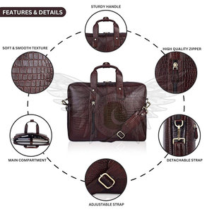 Sac pour ordinateur portable en cuir véritable sur mesure, durable, décontracté, de haute qualité, pour le bureau et les voyages, unisexe, avec logo personnalisé, couleur personnalisée - Product Image 4