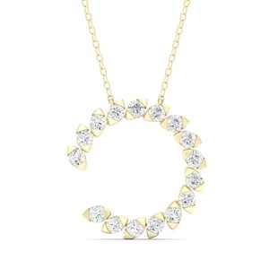 Colgante con Inicial de Letra G con Diamante Redondo Cultivado en Laboratorio, en Oro de 10K, 14K, 18K, Plata 925, 935, Joyería Personalizada al por Mayor - Product Image 1