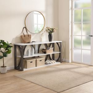 Consolle Industriale a 3 Livelli da 180 cm per Ingresso, Foyer, Soggiorno, Corridoio - Tavolo Lungo e Stretto con Spazio Contenitivo - Product Image 5