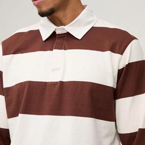 Maillot de rugby pour homme à manches longues, impression personnalisée du logo, rayures contrastées, respirant, séchage rapide, service OEM - Product Image 2