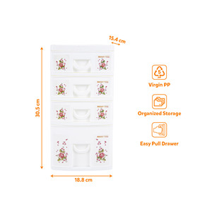 Virgin PP 4-<b>Drawer</b> Foldable Multi-Purpose Plastic Storage Box Stackable <b>Office</b> Organizer Modern Standing <b>Drawer</b> <b>Unit</b> Kitchen - Product Image 4