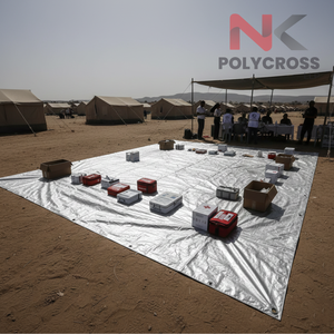 UN Standard Humanitarian Tarpaulin Sheet – PE Woven Waterproof Shelter Material Bulk Supply PE <b>Fabric</b> Emergency Relief Sheet - Product Image 2