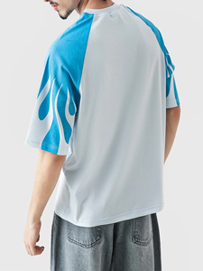 Luxury Oversized <b>Flame</b> Print T <b>Shirt</b> Men's Streetwear Raglan Sleeve Tee Premium Y2K <b>Flame</b> Graphic T <b>Shirt</b> Oversized Cotton Fash - Product Image 3