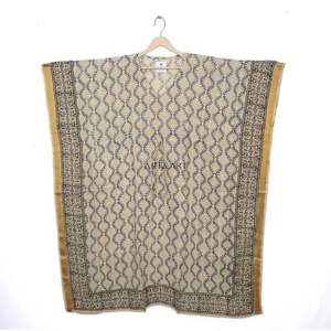 Robe tunique longue sexy en tissu tissé pour femme, noir et blanc, élégante, tenue de plage, coton biologique, imprimé floral, kaftan naturel - Product Image 2