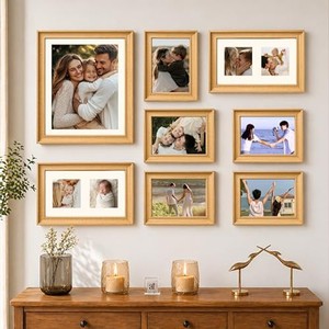Aqdus Saleem - Sistema de pared para fotos con 8 aberturas, de madera de mango, ecológico y duradero, para galería de fotos, venta al por mayor - Product Image 3