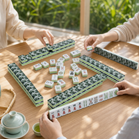 Set Permainan Mahjong Amerika Bahan Jade Bambu Akrilik untuk Hadiah Butik dan Toko Permainan Papan
