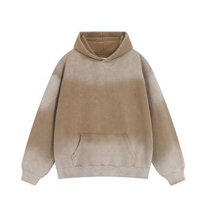Sweat-shirt à capuche zippé oversize pour homme, effet usé, style streetwear, coupe ample, coton épais, décontracté - Product Image 6