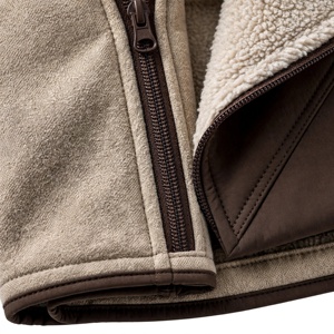 AMKOOR ENTERPRISES Men's Stand Collar Zipper Closure Sporty <b>Fleece</b> <b>Jacket</b> Solid Color Waterproof Polyester Shell Sherpa <b>Lining</b> - Product Image 5