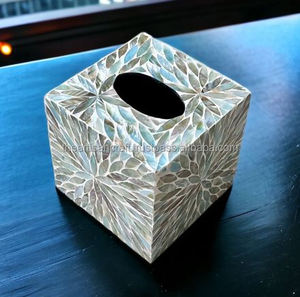 Boîte à mouchoirs luxueuse en nacre, artisanat de luxe fait main, décoration artisanale - Product Image 5