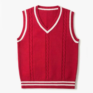 <b>Men's</b> Knitted Sweaters for <b>Men</b> Blue <b>Sleeveless</b> Man Clothes V Neck Vest Red Waistcoat <b>Jumpers</b> Sweat-shirt Cigaret Cotton - Product Image 1