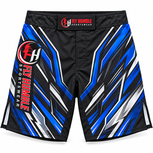Pantalones Cortos Deportivos Fly Humble para Hombre, MMA, Azul, Negro, Blanco, Estampado por Sublimación, Absorción de Humedad, Ajuste Atlético, Artes Marciales Mixtas - Product Image 4