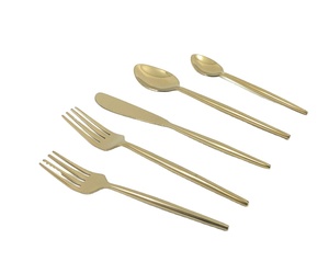 ชุดช้อนส้อมทองคำสำหรับงานแต่งงาน ชุดอุปกรณ์รับประทานอาหารหรูหราสำหรับร้านอาหารและงานอีเว้นท์ 5 ชิ้น - Product Image 1