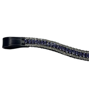 Banda de cuero negro con cristales de diamante púrpura de 3 filas, banda para cejas de caballo acolchada, suministro al por mayor, accesorios de caballo, personalización disponible - Product Image 1