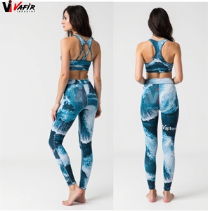Wholesale Women's Knitted Mid Waist Full Print Sublimation Gym Leggings Yoga Fitness Wear - Product Image 2