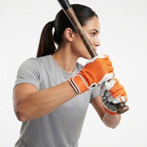 Guantes de Bateo Color Naranja con Tejido Transpirable y Cierre de Velcro para Entrenamiento de Adultos - Product Image 1