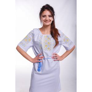 ชุดเดรสโบฮีเมียนผ้าลินินปักลายยูเครนสไตล์ตะวันตก แขนสั้น พร้อมเข็มขัดรัดเอว ราคาถูกและดีที่สุด - Product Image 2