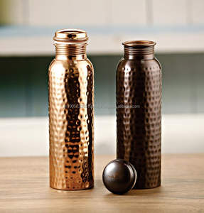 100% Pure Copper Insulated 900ML Hammered Eco-Friendly <b>Water</b> <b>Bottle</b> Lid Polished Best Seller for Yoga <b>Camping</b> Direct Drinking - Product Image 3