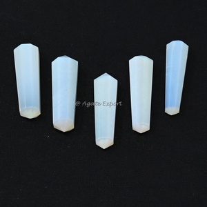 Venta al por mayor de cuarzo transparente natural genuino de doble punta terminada 16 varitas de cristal pulido estilo Vogel facetadas para regalo de meditación - Product Image 6
