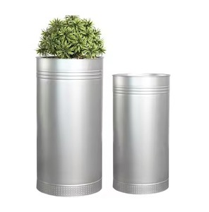 Jardinière extérieure galvanisée, pot à fleurs en métal durable, conteneur décoratif, décoration de jardin et de balcon - Product Image 3
