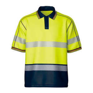 Camiseta Polo de Seguridad de Alta Visibilidad en Dos Tonos, Manga Corta, Amarillo Marino, Cinta Reflectante, Ropa de Trabajo para Hombre, Tejido de Secado Rápido - Product Image 1