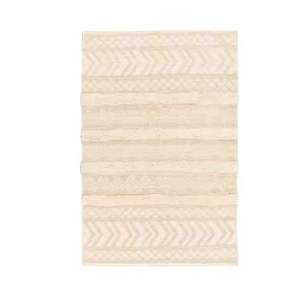 Hand Woven Cotton Area Rug Ivory Textured Stripe Pattern Flat <b>Weave</b> Floor Carpet Living Room Bedroom Hotel Decor - Product Image 5