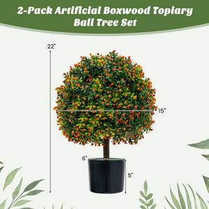 Confezione da 2 alberi artificiali da frutto in legno di bosso - Product Image 6