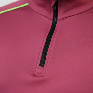 Camiseta Deportiva de Manga Larga con Media Cremallera Rosa para Hombre, con Costuras en Contraste, de Secado Rápido, Corte Regular, para Todas las Temporadas - Product Image 5
