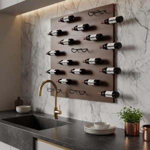Soporte de pared para botellas de vino en forma de botella, de metal dorado, perfecto para decoración de bares, clubes y fiestas en el hogar, venta al por mayor desde India. - Product Image 3