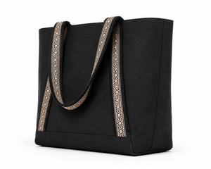 Black <b>Canvas</b> Tote Bag Strap Shoulder Crossbody Handbag Large Capacity Casual Travel <b>Shopper</b> - Product Image 2