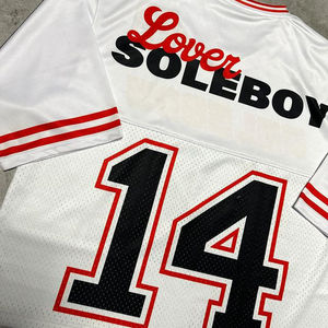 T-shirt court ample vintage imprimé sérigraphié pour homme, style streetwear premium d'été, maillot de sport en mesh pour la gym et le football - Product Image 6