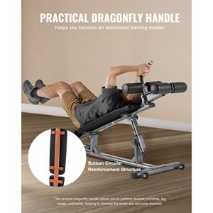 Panca per Addominali in Acciaio Resistente con 4 Altezze Regolabili, Maniglia per Crunch Inverso, Capacità 450 Kg - Product Image 5